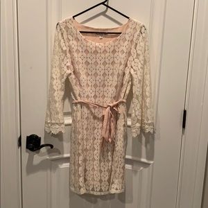 Cream lace semi formal dress